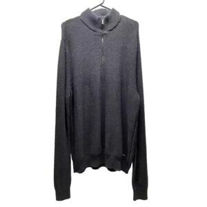Calvin‎ Klein Jeans Men's XL Sweater Dark Gray Half Zip Mock Neck CK Logo Zipper